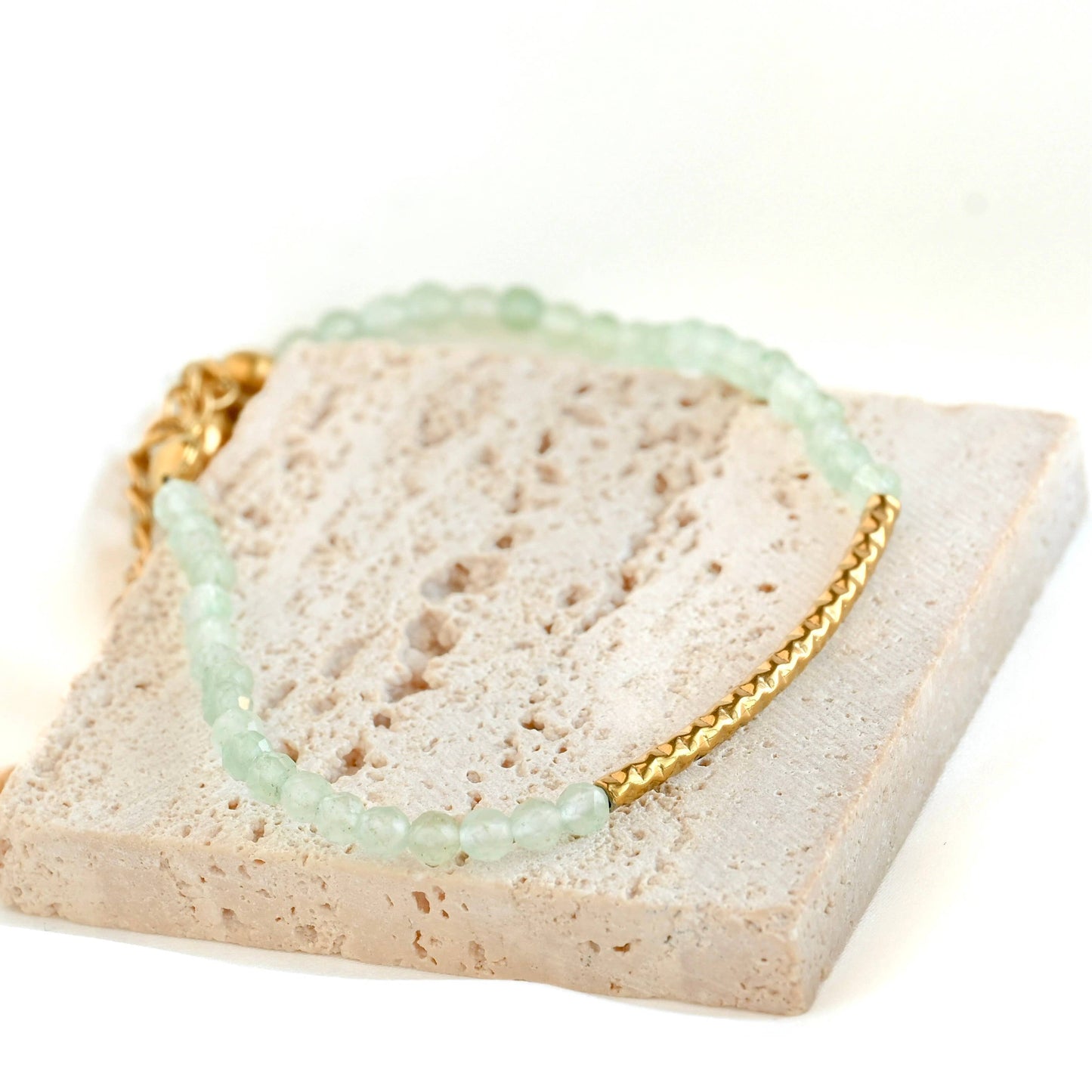 Sage Beaded Gold Bracelet