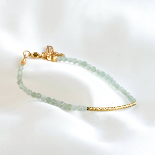 Sage Beaded Gold Bracelet