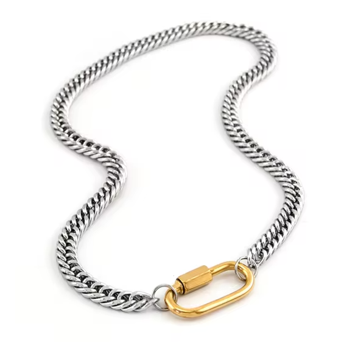 Carabiner Two Tone Necklace