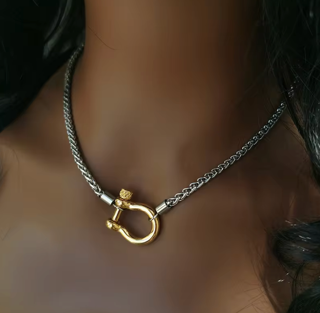 Carabiner Horse Bit Charm Necklace